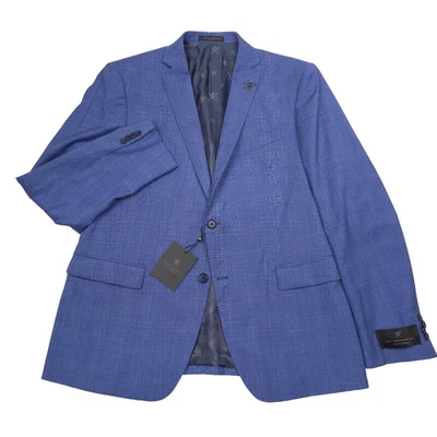 $598 John Varvatos Star Bleecker Tonal Cuadros Azul Blazer Traje Chaqueta Para Hombres 46R Foto 1 de 4