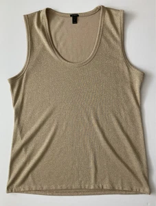 J Crew Metallic Gold Sparkle Tank Top L Sleeveless Scoop Camisole Shell H3655 - Bild 1 von 13