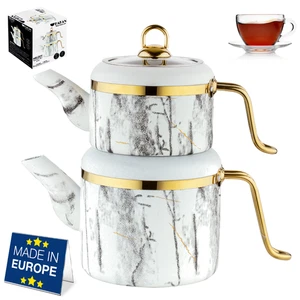 Hakan Melody Türkisches Teekanne Set mit Edelstahlgriffen, Glasdeckel, 3,5 L - Bild 1 von 33