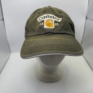 Vintage Carhartt Hat Cap Green Strap Back Spell Out Y2K Work Wear Dad Adult - Picture 1 of 5