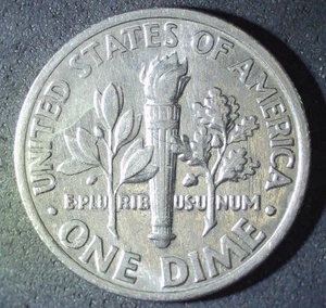 1989 P Clashed Die Roosevelt Dime US Coin 10c - Picture 1 of 4