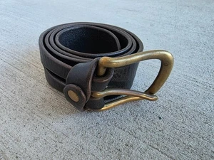 Vintage De Palma brauner Ledergürtel mit massiver Messingschnalle - Größe S (≈ 38") - Bild 1 von 5
