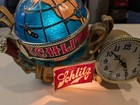 Vintage Schlitz Beer Globe Clock Advertising Sign – Lights & Clock Work – Read