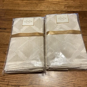 Lenox Ivy Leaf Lattice Ivory Dinner Napkins 2 Packages With 4 In Each - Picture 1 of 6