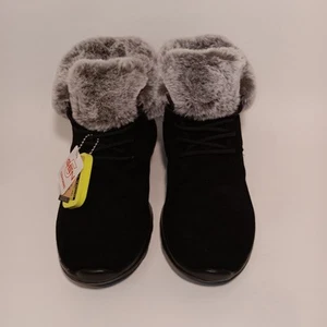 Skechers Air Cooled Goga Mat Performance & Comfort Size 9 Black Fur Ankle Boot - Picture 1 of 4