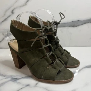 Reaction Kenneth Cole | Green Gladiator Lace-Up Chucky Heel Kay Sandals Sz 7 - Picture 1 of 8