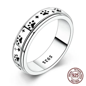 925 Sterling Silber Fidget Spinner Paar Ring - Anti Stress rotierendes Band - Bild 1 von 6