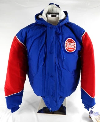 Chaqueta azul usada para hombre Detroit Pistons de la década de 1990 nueva con etiquetas L 694 Foto 1 de 4
