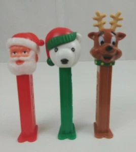 Vintage Lot of 3 Christmas Pez Dispensers Santa, Polr Bear, & Reindeer - Picture 1 of 9