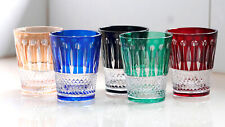 Louis Colored Hand Cut To Crystal Drinkware Set Whiskey Glass 10oz Beverage 5pcs
