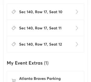 3 Atlanta BRAVES vs New York METS Tickets 10/2 Sunday ESPN Game Section 140 - Picture 1 of 1
