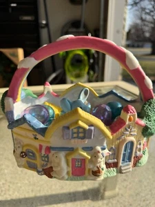 Vintage 1995 Porcelain Easter Basket with Eggs and Bunny - Picture 1 of 14