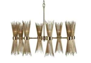Large Skyla Brass Sputnik Chandelier Mid Century Modern Brass Ceiling Light - Picture 1 of 5