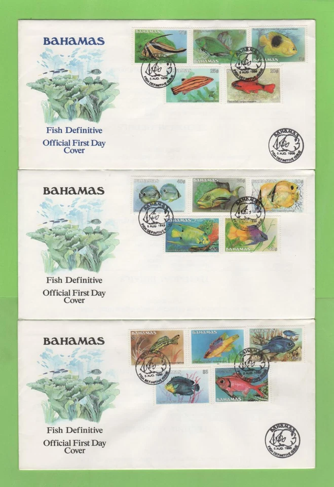 Bahamas 1986-87 Fish definitives set on Four First Day Covers - Image 1 of 2