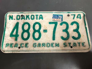 1974 North Dakota License Plate 488-733 - Picture 1 of 2