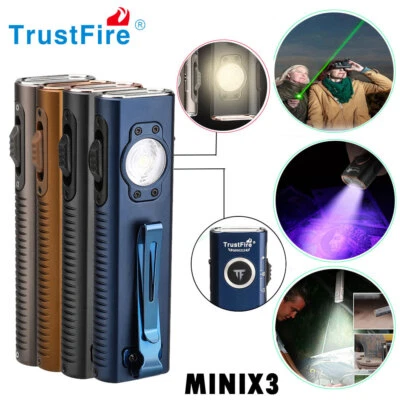 Trustfire Pro Flat EDC Flashlight Small Powerful with LED Light, UV, Green Laser - Image 1 of 4