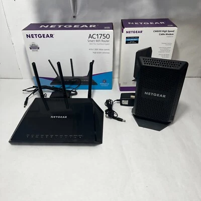 Netgear High Speed Cable Modem Model CM600 And AC1750 Smart WIFI Router TESTED - Image 1 of 4