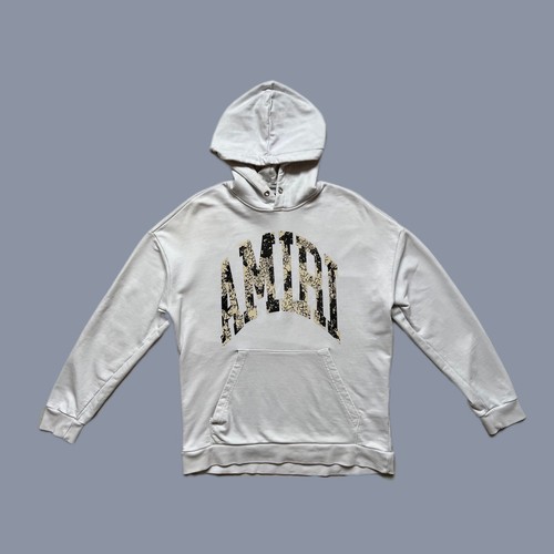 Felpa con cappuccio da uomo bianca logo AMIRI taglia L made in USA