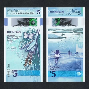 2018/2019 NORTHERN IRELAND ULSTER BANK 5 POUNDS POLYMER P-343 UNC+ + + + +FLOWER - Picture 1 of 2