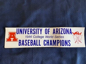 Arizona Wildcats Baseball 1986 National Champions Stoßstange Aufkleber Original Vintag - Bild 1 von 2