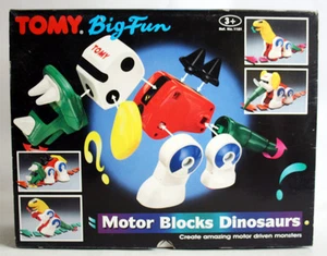 RARE VINTAGE 90'S TOMY BIG FUN MOTOR BLOCKS DINOSAURS BATTERY OP NEW MIB ! - Picture 1 of 6