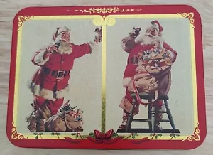 1995 Coca Cola Santa Claus Playing Cards Poker 2 Decks Christmas Tin - Picture 1 of 5