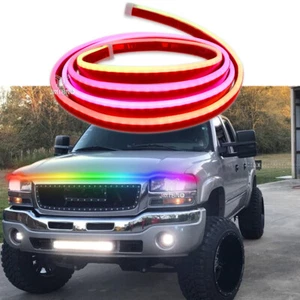 For GMC Sierra 1500 95" Car Hood Light Exterior RGB LED Strip Day Running Lights - Picture 1 of 21