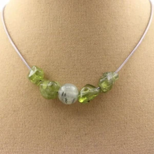 Steine Und Minéraux. Halskette Perlen Peridot Aus Myanmar (Birma) + Prehnit D' - Bild 1 von 4