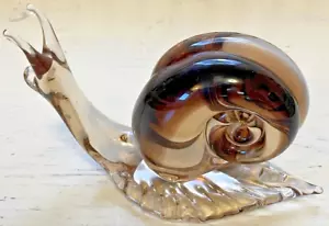 Figura di lumaca in vetro di Murano colore fumo lungo 7 3/4" vetro artistico - Foto 1 di 8