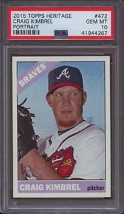 2015 Topps Heritage 472 Craig Kimbrel Portrait PSA 10 Gem Mint Pop 3 - Picture 1 of 1