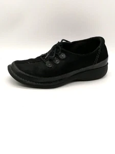 Clarks Oxford Womens Tona Summit Black 7.5 Wide Suede Lace Up Walking Shoe 31058 - Picture 1 of 10