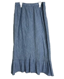 Studio West Apparel Falda Algodón Midi Pull On Grande Azul Blanco Rayas Vaquera - Imagen 1 de 6