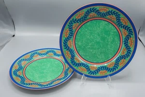 Laure Japy Limoges Louisiane Vert Green Dinner Plate Pair 10" FREE USA SHIPPING - Picture 1 of 8