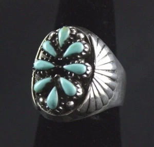 Turquoise.925 Sterling Silver Ring Southwest Style - Picture 1 of 8