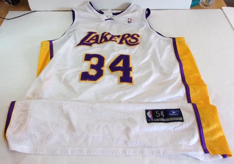 Used Pre-Owned #34 Shaquille O'Neal Reebok Los Angeles Lakers 54 Jersey Size 52 Cover