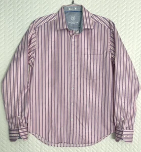 Bugatchi Shaped Fit Men's Medium Pink Striped Cotton Dress Shirt Long Sleeve - Picture 1 of 12