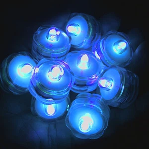48 Pc set of Blue Submersible Underwater Battery LED Tea Light Wedding - Picture 1 of 4