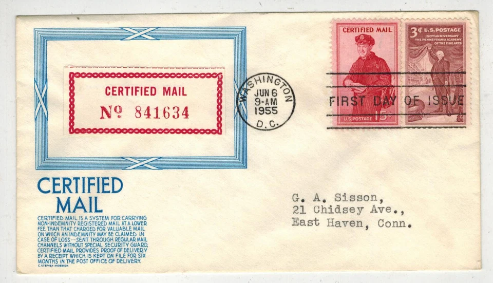 ANDERSON BACK OF THE BOOK FDC FAI CERTIFIED MAIL COLOR VARIETY ALL BLUE - Image 1 of 1