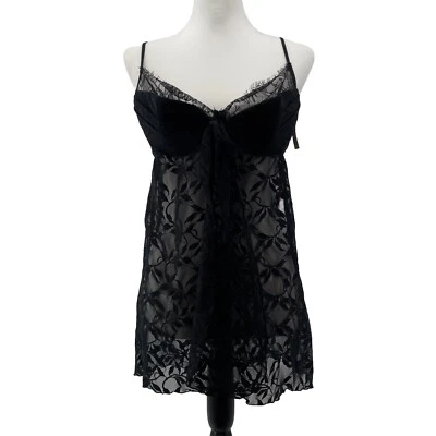 NUEVO Top Babydoll Mujer Grande Negro Encaje Hada Y2K Whimsigoth Lencería con Aros Foto 1 de 4