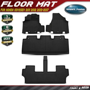 4Pcs Front & Rear Black Floor Mats 3 Row Liners for Honda Odyssey 2011-2017 TPE - Picture 1 of 12