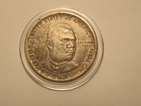 1946 US Mint silver half dollar, Booker T Washington w/capsule, heavy toning Cover