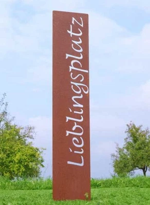 Garten Stele Edelrost Lieblingsplatz 120cm Stecker Deko Schild Pflanz Metall - Bild 1 von 4
