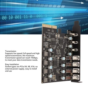 USB3.2 Gen2 PCIE Expansion Card 10Gpbs Superspeed 4 USB A 3 USB C PCI Expres NEW - Afbeelding 1 van 12