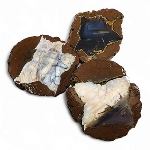 Priday Geode Natural Half's 350.6 grams. 3 Piece Lot - Picture 1 of 2