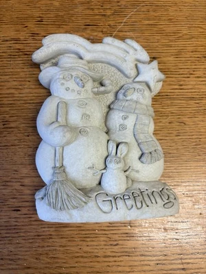 Carruth Studios Снеговик Приветственный Камень или Табличка Подписано RG Снято с производства, 2000 - Изображение 1 из 4