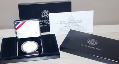 US MINT 2000 LIBRARY OF CONGRESS PROOF SILVER DOLLAR COIN W/COA - Image 1 of 4