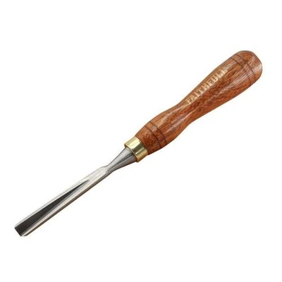  Faithfull V-Straight Parting Carving Chisel 9.5mm 3/8" Wooden Handle FAIWCARV8F - Image 1 of 3