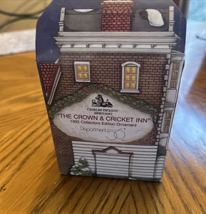 Dept 56 Charles Dickens 1992 Collector Edit Ornament "THE CROWN & CRICKET INN" - Picture 1 of 5