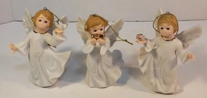 Set 3 Ornamenti Angelo Interni Casa Porcellana Natale NUOVI in Scatola - Foto 1 di 3