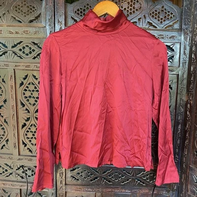 Blusa de Colección Y2K Talbots Seda Elastizada Mujer Top Pequeña 6 S Rojo Vino Navidad Foto 1 de 4
